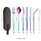 Valkyrie 8 Parça Çantalı Yolculuk Çatal Bıçak Kaşık Pipet Chopstick Seti Kamp Okul Ofis Tatil Paslanmaz Çelik Renkli - 5