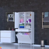 Modilayn AFRA 80x173x32,5cm 1 Çekmece, 2 Göz Sepet, 1 Kapak, 6 Raf Dar Alan Banyo Dolabı thumbnail 2