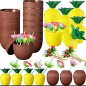 Nessiworld Ananas & Hindistan Cevizi Tasarımlı Pipetli Bardak Seti (6 Adet) - 4