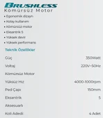 MAX EXTRA MXP3090 Elektrikli Eksantrik 5 Orbital Zımpara Makinası 350 Watt thumbnail 2