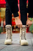 Pabucmarketi Fermuarlı Bağcık Detaylı Erkek Sneaker Bot Kum thumbnail 3