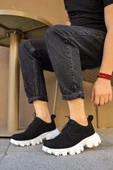 Pabucmarketi Bağcıklı Yüksek Taban Erkek Günlük Ayakkabı Siyah thumbnail 3