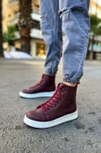 Pabucmarketi Bağcıklı Erkek Sneaker Bot Bordo - 4