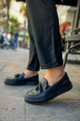 Pabucmarketi Püsküllü Loafer Erkek Ayakkabı Siyah - 1