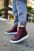 Pabucmarketi Bağcıklı Erkek Sneaker Bot Bordo - 1
