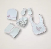 Lenaca Uçan Kelebekler Nakışlı %100 Cotton Antibakteriyel 10lu Zıbın Takımı Hastane Çıkışı thumbnail 2