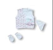 Lenaca Kuzucuk Nakışlı %100 Cotton Antibakteriyel 5li Zıbın Takımı Hastane Çıkışı thumbnail 3