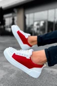Pabucmarketi Bağcıklı Erkek Günlük Ayakkabı Beyaz Kırmızı thumbnail 5