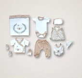 Lenaca Erguvan Taç Nakışlı %100 Cotton Antibakteriyel Kız Bebek 10lu Zıbın Takımı Hastane Çıkışı thumbnail 1