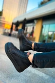 Pabucmarketi Fermuarlı Bağcık Detaylı Erkek Sneaker Bot Siyah Siyah thumbnail 4