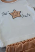 Lenaca 3-6 6-9 9-12 Ay Full Star Nakışlı Şapkalı Uzun Kollu Sweat 3lü Erkek Bebek Takımı - 2
