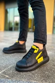 Pabucmarketi Bağcıklı Erkek Sneaker Bot Siyah Sarı - 3
