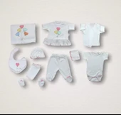 Lenaca Kalpli Uçan Balon Nakışlı %100 Cotton Antibakteriyel 10lu Zıbın Takımı Hastane Çıkışı thumbnail 1