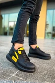 Pabucmarketi Bağcıklı Erkek Sneaker Bot Siyah Sarı - 2