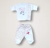 Lenaca Kıvırcık Kuzu Nakışlı %100 Cotton Antibakteriyel 10lu Zıbın Takımı Hastane Çıkışı thumbnail 3