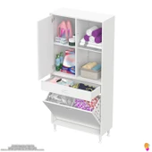 Modilayn AFRA 70x173x32,5cm 1 Çekmece, 2 Göz Sepet, 1 Kapak, 4 Raf Dar Alan Banyo Dolabı - 5