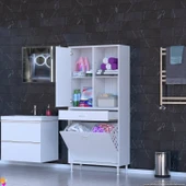 Modilayn AFRA 70x173x32,5cm 1 Çekmece, 2 Göz Sepet, 1 Kapak, 4 Raf Dar Alan Banyo Dolabı - 2