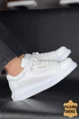Pabucmarketi Bağcıklı Hakiki Deri Erkek Spor Ayakkabı Beyaz thumbnail 3