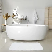 Otel Banyo Paspası | Beyaz | % Pamuk | Kenar Biyeli | 730gr | 50 x 90 cm | Yumuşak Dokulu - 1