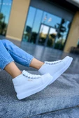 Pabucmarketi Bağcıklı Kadın Sneaker Bot Beyaz - 2