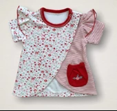 Lenaca 3-6 6-9 9-12 Ay Melek Kız Nakışlı Bandanalı Kısa Kollu Sweatli Şortlu 3lü Kız Bebek Takımı thumbnail 2