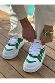 Pabucmarketi Bağcıklı Erkek Spor Ayakkabı Beyaz Yeşil thumbnail 2