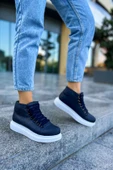Pabucmarketi Bağcıklı Kadın Sneaker Bot Lacivert - 3