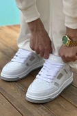 Pabucmarketi Bağcık Erkek Spor Ayakkabı Beyaz Gri thumbnail 1