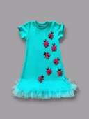 Lenaca 1-2-3 Yaş Uğur Böceği Nakışlı Fırfır Uçlu Kız Çocuk Jile Elbisesi thumbnail 2