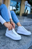 Pabucmarketi Bağcıklı Kadın Sneaker Bot Beyaz - 1