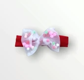 Lenaca 3-6 6-9 9-12 Ay Melek Kız Nakışlı Bandanalı Kısa Kollu Sweatli Şortlu 3lü Kız Bebek Takımı thumbnail 4