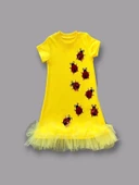 Lenaca 1-2-3 Yaş Uğur Böceği Nakışlı Fırfır Uçlu Kız Çocuk Jile Elbisesi thumbnail 2
