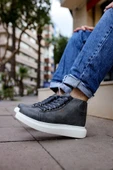 Pabucmarketi Bağcıklı Erkek Sneaker Bot Antrasit thumbnail 2