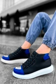 Pabucmarketi Bağcıklı Erkek Sneaker Bot Siyah Saks Mavi - 1