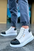 Pabucmarketi Bağcıklı Erkek Sneaker Bot Beyaz Antrasit - 3