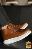Pabucmarketi Bağcıklı Hakiki Deri Erkek Sneaker Bot Taba - 3