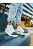 Pabucmarketi Bağcıklı Erkek Sneaker Bot Beyaz Antrasit - 2