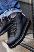 Pabucmarketi Bağcıklı Erkek Sneaker Bot Siyah thumbnail 2