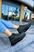Pabucmarketi Bağcıklı Kadın Sneaker Bot Haki - 2