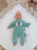 Lenaca Yenidoğan Wool Yün Kumaş Taç Nakışlı Güpür Duvaklı Fiyonk Prizma Taş Unisex Kundak Bebek Battaniyesi - 4
