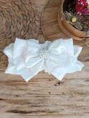 Lenaca Yenidoğan Wool Yün Kumaş Taç Nakışlı Güpür Duvaklı Fiyonk Prizma Taş Unisex Kundak Bebek Battaniyesi - 7