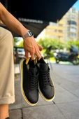 Pabucmarketi Bağcıklı Erkek Spor Ayakkabı Siyah Sarı thumbnail 6