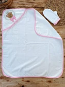 Lenaca 0-1 Yaş Bear Nakışlı El Keseli 2li  Kız Bebek Havlu Takımı - 3