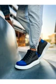Pabucmarketi Bağcıklı Erkek Sneaker Bot Siyah Saks Mavi - 3
