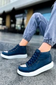 Pabucmarketi Bağcıklı Erkek Sneaker Bot Lacivert - 1