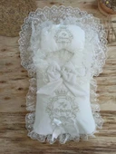 Lenaca Yenidoğan Nil Taç Nakışlı Hayal Güpürlü Trilüks Kundak Bebek Battaniyesi 3lü Alt Açma Seti - 1