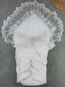 Lenaca Yenidoğan Bambu Taç Nakışlı Delüks Kundak Bebek Battaniyesi - 1