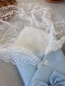 Lenaca Yenidoğan Kumru İnci Fiyonk Kristal Parlak Duvaklı Kundak Bebek Battaniyesi thumbnail 3