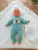 Lenaca Yenidoğan Piramitland Soft Taç Nakışlı Bebek Battaniyesi Kundak - 3