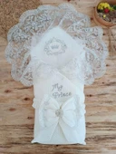 Lenaca Yenidoğan Pamuk Taç Benim Prensim Nakışlı Trilüks Kundak Bebek Battaniyesi thumbnail 1